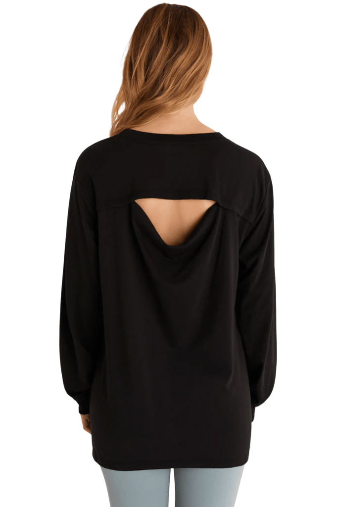 Z Supply Cool Down Long Sleeve Top Black