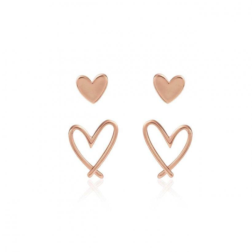 Katie Loxton Florrie Rose Gold Heart Stud Earrings